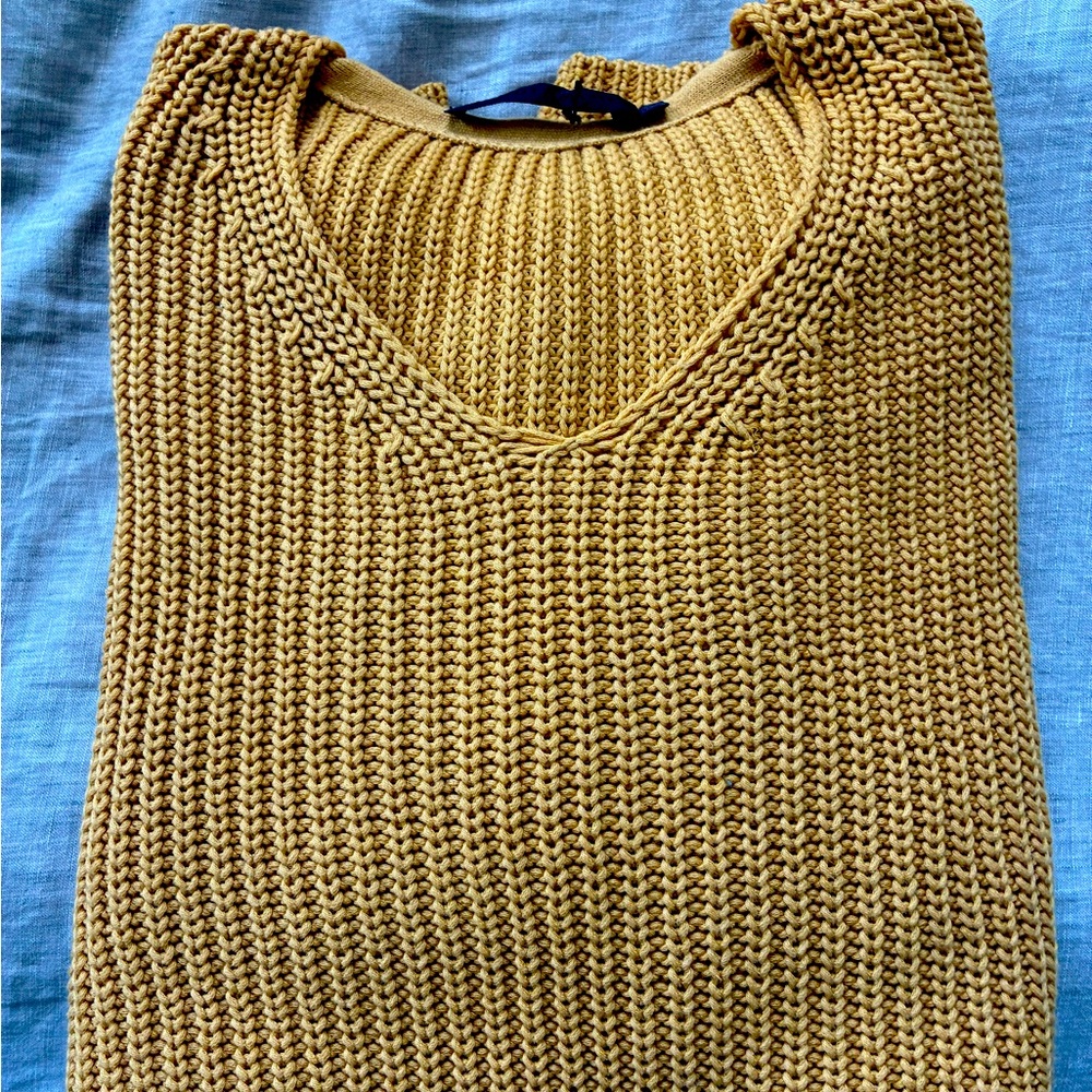 Jenni Kayne Mustard Yellow V-Neck Sweater